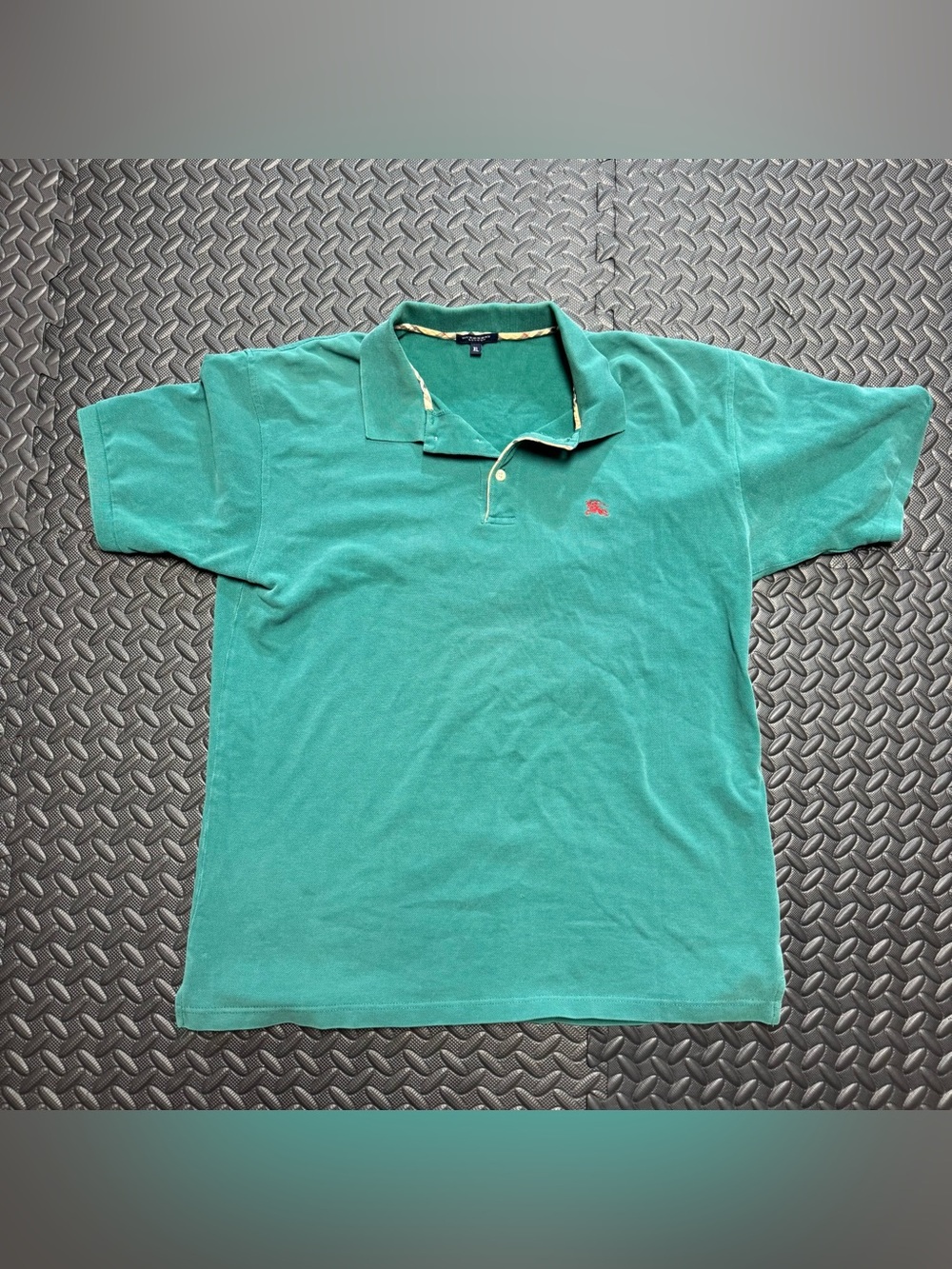 BURBERRY Green Polo Shirt with Contrast Logo